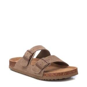 NEW XTI men's cork footbed suede leather sandals in taupe
